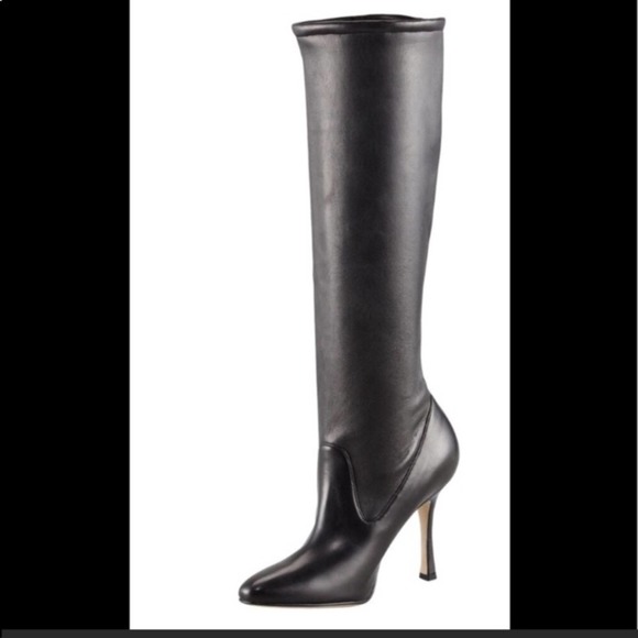 Manolo Blahnik Leather Pascalare Tall Boots 38 - Picture 2 of 16